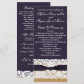 ラッフェイクプ、素朴なウェディングプログラム茶の長さ プログラム (正面/裏面)