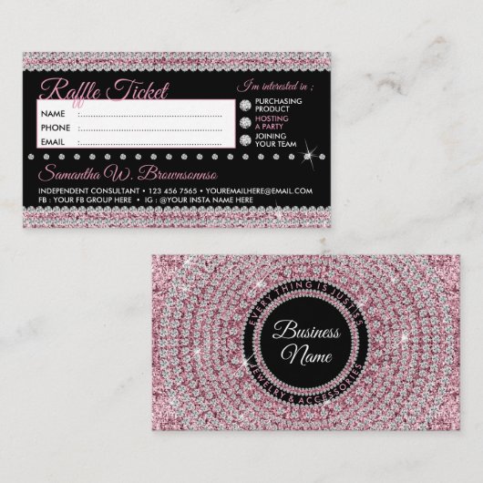 ラッフルファイブドルジュエリー きらきら光る 名刺 (正面/裏面)