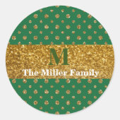 ラッフル ダッフル クリスマス グリッター ポルカ ドット カスタム ラウンドシール (正面)