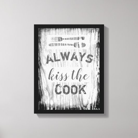 ラップされたキャンバスキッチンウォールアートかわいい引用文 キャンバスプリント (正面)