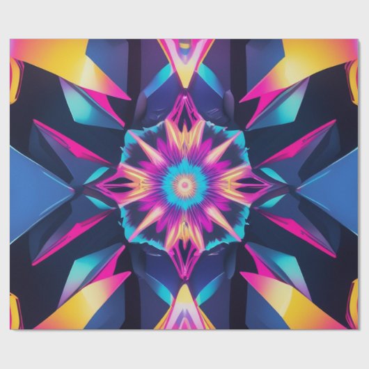 ラップするネオンの幾何学的な抽象化 ラッピングペーパー (フラット)