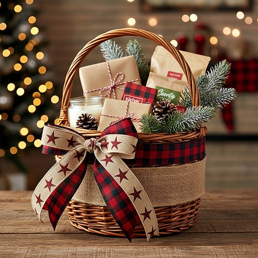 ラップとプレイドの星 サテンリボン