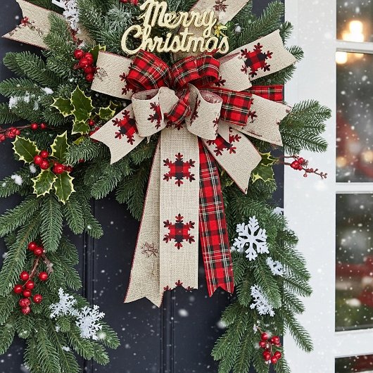 ラップとプレイド雪 サテンリボン