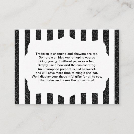 ラップインサートカードベビーまたはブライダルシャワーブラック エンクロージャーカード (正面)