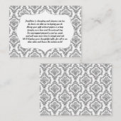 ラップインサートカードベビーシャワーブラックダマスクなし エンクロージャーカード (正面/裏面)