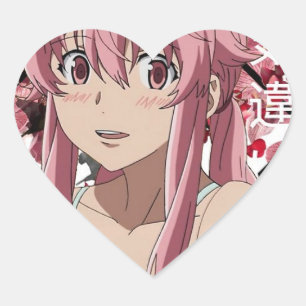 ラップトップおよびノートの日本製アニメのためのYuno Gasaiのステッカー ハートシール
