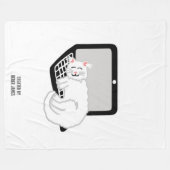 ラップトップで眠っている白猫の大きなフリースブランケット フリースブランケット (正面(横))