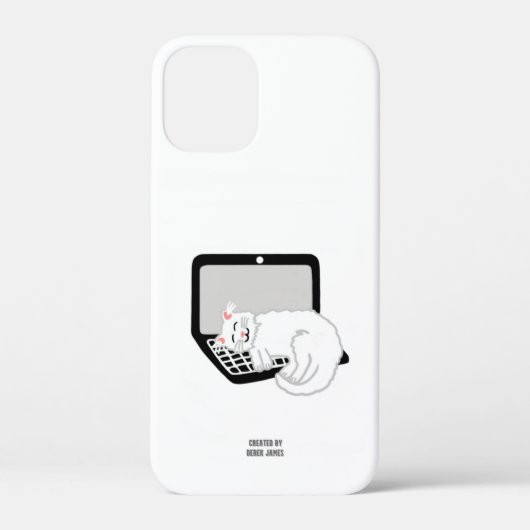 ラップトップで眠っている白猫Apple iPhone 12ミニ Case-Mate iPhoneケース (裏面)