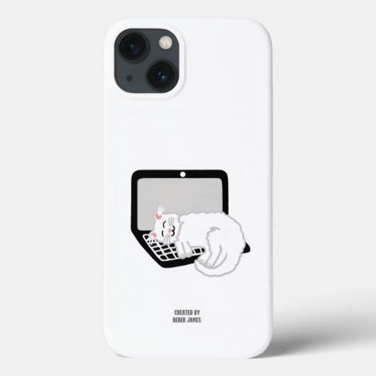ラップトップで眠っている白猫Apple iPhone 13ケース Case-Mate iPhoneケース (裏面)