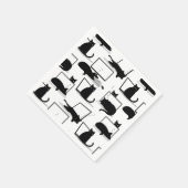 ラップトップに座っている黒猫のパターン スタンダードカクテルナプキン (角)
