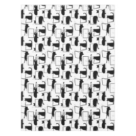 ラップトップに座っている黒猫のパターン テーブルクロス