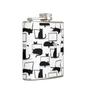 ラップトップに座っている黒猫のパターン フラスク (右)