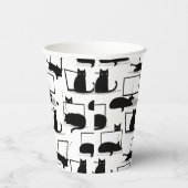 ラップトップに座っている黒猫のパターン 紙コップ (右)