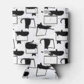 ラップトップに座っている黒猫のパターン 缶クーラー (裏面)