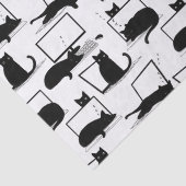 ラップトップに座っている黒猫のパターン 薄葉紙 (詳細)