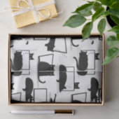 ラップトップに座っている黒猫のパターン 薄葉紙 (ギフト)