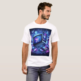 ラップトップのディスプレイと携帯電話のディスプレイ Tシャツ
