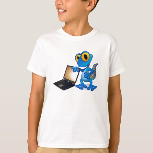 ラップトップのトカゲのTシャツ Tシャツ (正面)