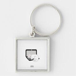 ラップトップのSquare Keychainで眠っている白い猫 キーホルダー