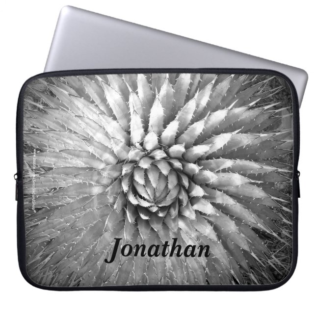 ラップトップコンピュータの袖のリュウゼツランは黒及び白を打ちつけます ラップトップスリーブ (正面)