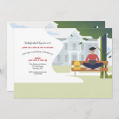 ラップトップコンピューター卒業パーティーの大学院生 招待状 (正面/裏面)