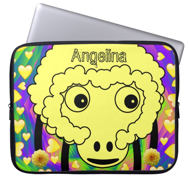 ラップトップスリーブシープイエローハート ラップトップスリーブ (正面)