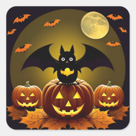 ラップトップデコレーション用ハロウィンバットパンプキンステッカー スクエアシール