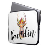 ラップトップパーソナライズされたケースboho deer buck head brown ラップトップスリーブ (正面左)