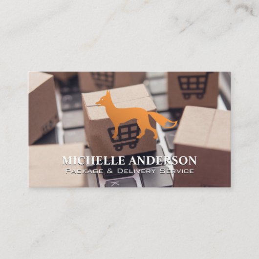 ラップトップ上のキツネアイコンパッケージ 名刺 (正面)