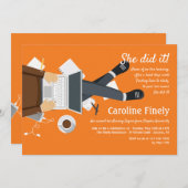 ラップトップ勉強の卒業招待状 招待状 (正面/裏面)