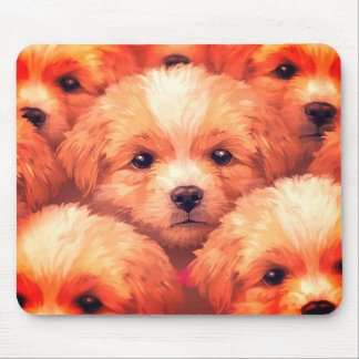 ラップトップ・デスクトップ・タブレット用のかわいい仔犬のイラスト マウスパッド