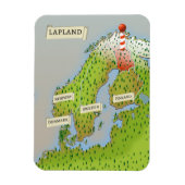 ラップランドの地図 マグネット (縦)