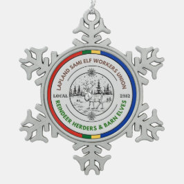 ラップランドサーミ小妖精や小人労働者組合トナカイ遊牧民 スノーフレークピューターオーナメント