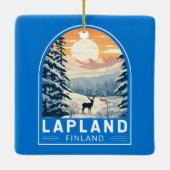 ラップランドフィンランドトラベルアートヴィンテージ セラミックオーナメント (裏面)