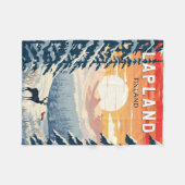 ラップランドフィンランドトラベルアートヴィンテージ フリースブランケット (正面(横))