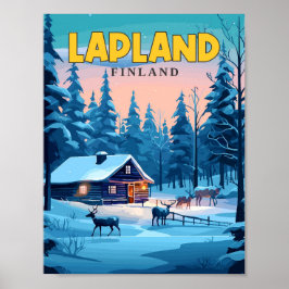 ラップランドフィンランドヴィンテージ旅行イラストレーション ポスター
