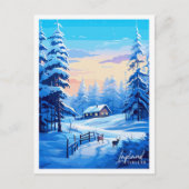 ラップランドフィンランドヴィンテージ旅行イラストレーション ポストカード (正面)