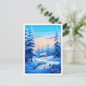 ラップランドフィンランドヴィンテージ旅行イラストレーション ポストカード (スタンド正面)