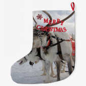 ラップランド・クリスマストナカイ&ハスキー犬 ラージクリスマスストッキング (裏面)