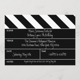 ラップ映画のクラッパーバースデーパーティーのブラック 招待状