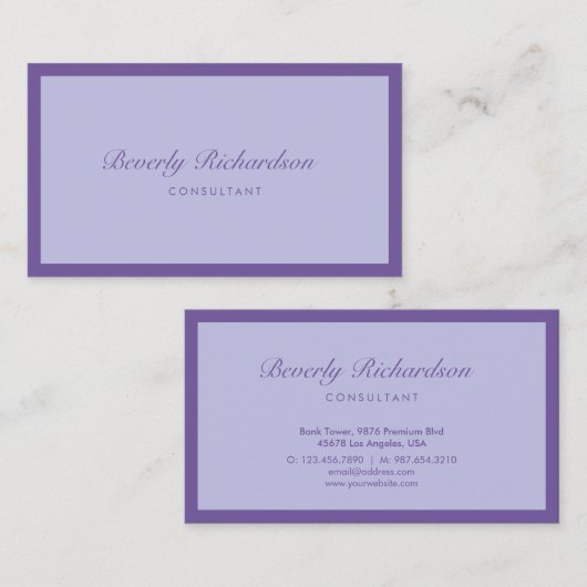 ラッモダンクエレガントシンプルプロフェッショナルパープル 名刺 (正面/裏面)