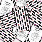 ラッモダンクカラフルリップスティック模様メイクアップアーティスト 名刺