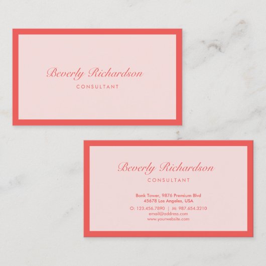 ラッモダンクスエレガントミニマルプロフェッショナルサーモン 名刺 (正面/裏面)