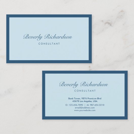 ラッモダンクスエレガントミニマルプロフェッショナルブルー 名刺 (正面/裏面)