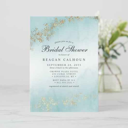 ラッモダンクス金ゴールドフレイクエスアルミストブライダルシャワー 招待状 (スタンド正面)