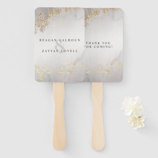 ラッモダンクス金ゴールドフレックスグレーミスト結婚ーズ ハンドファン (正面&裏面)