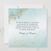 ラッモダンクス金ゴールドフレックスティール（緑がかった色）ミスト結婚ーズ サンキューカード (裏面)