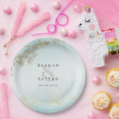 ラッモダンクス金ゴールドフレックスティール(緑がかった色)ミスト結婚ーズ ペーパープレート (パーティー)