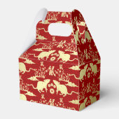 ラッ中国のト模様の新年 – 赤と金ゴールド フェイバーボックス (裏面サイド)