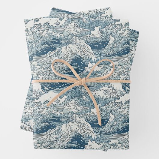 ラッ日本のピングデザイン用波型紙 ラッピングペーパーシート (インサイチュ)